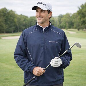 Page & Tuttle Free Swing Jacket L Blue Quarter Zip Golf Performance Casual
